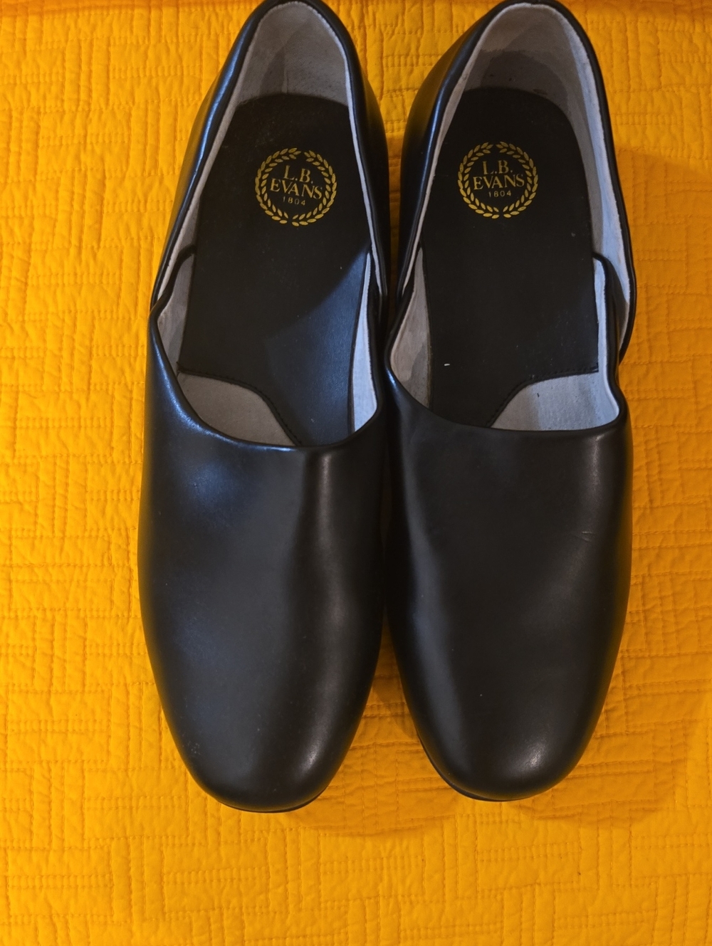 L.B. Evans Black Leather Slip-On Slippers Genuine Leather Uppers Shoes for Men